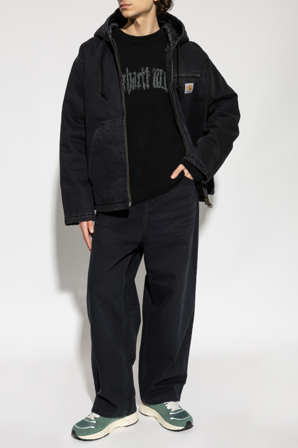 Carhartt ブラック フルジップ ジャケット L Rain Defender® Relaxed Fit Midweight Sherpa-Lined Full-Zip